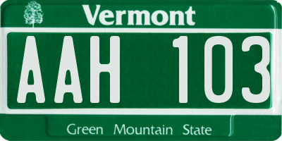 VT license plate AAH103