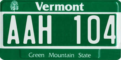 VT license plate AAH104