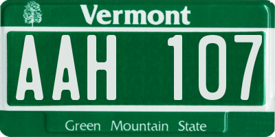 VT license plate AAH107