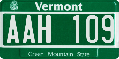 VT license plate AAH109