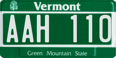 VT license plate AAH110