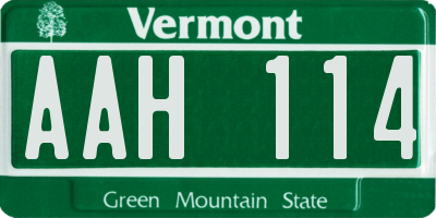 VT license plate AAH114