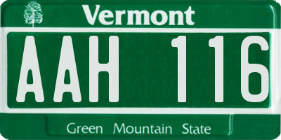 VT license plate AAH116