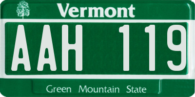 VT license plate AAH119