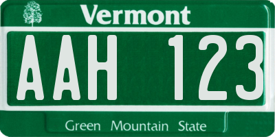 VT license plate AAH123