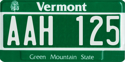 VT license plate AAH125