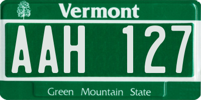 VT license plate AAH127