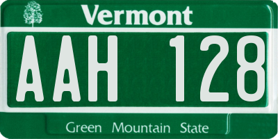 VT license plate AAH128