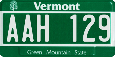 VT license plate AAH129