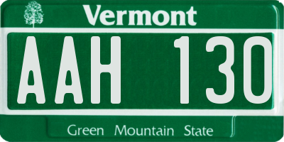 VT license plate AAH130