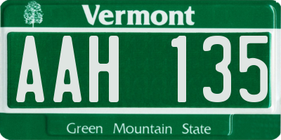 VT license plate AAH135