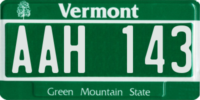 VT license plate AAH143