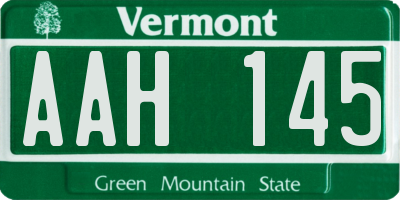 VT license plate AAH145