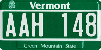 VT license plate AAH148