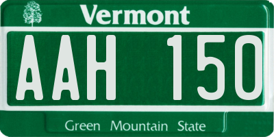 VT license plate AAH150