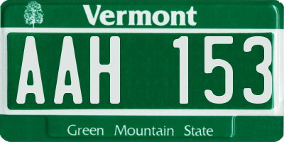 VT license plate AAH153