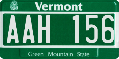 VT license plate AAH156