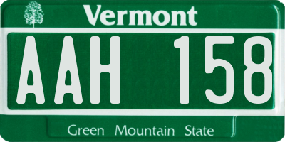 VT license plate AAH158