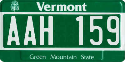 VT license plate AAH159