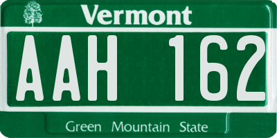 VT license plate AAH162