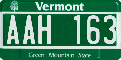 VT license plate AAH163