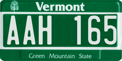 VT license plate AAH165