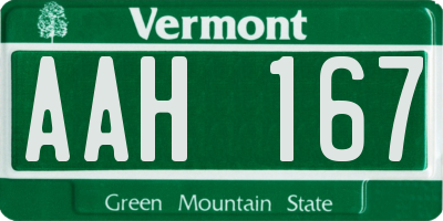 VT license plate AAH167