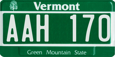 VT license plate AAH170