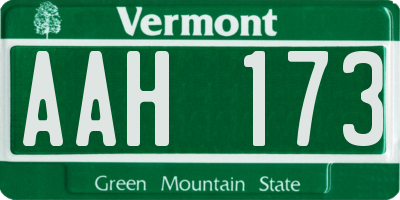 VT license plate AAH173