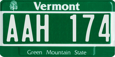 VT license plate AAH174