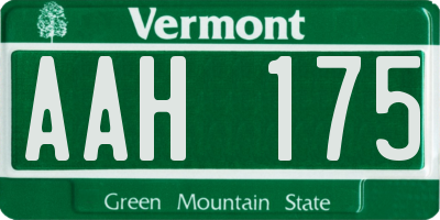 VT license plate AAH175