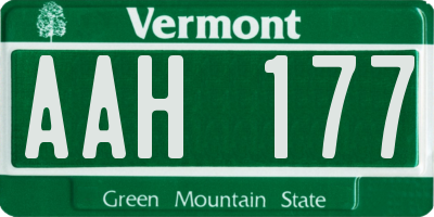 VT license plate AAH177