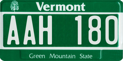 VT license plate AAH180