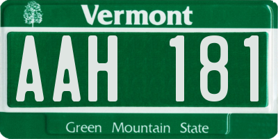 VT license plate AAH181