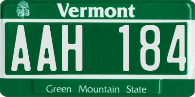 VT license plate AAH184