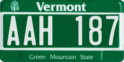 VT license plate AAH187