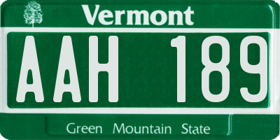 VT license plate AAH189