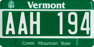 VT license plate AAH194