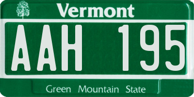 VT license plate AAH195