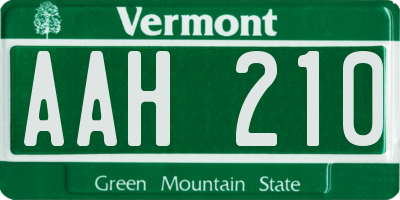 VT license plate AAH210