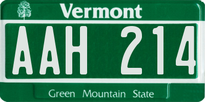 VT license plate AAH214