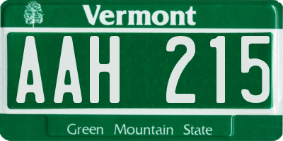 VT license plate AAH215