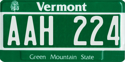 VT license plate AAH224