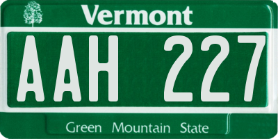 VT license plate AAH227