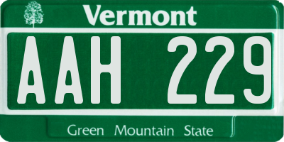 VT license plate AAH229