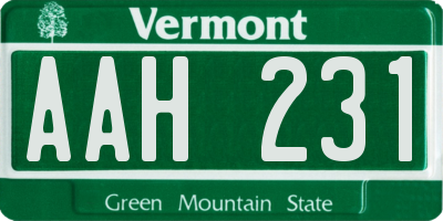 VT license plate AAH231