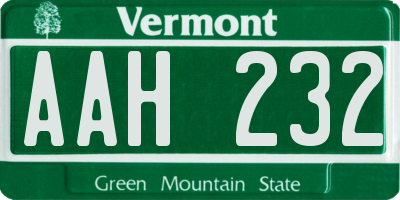 VT license plate AAH232