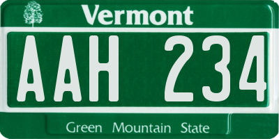 VT license plate AAH234