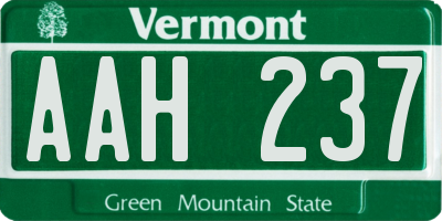 VT license plate AAH237