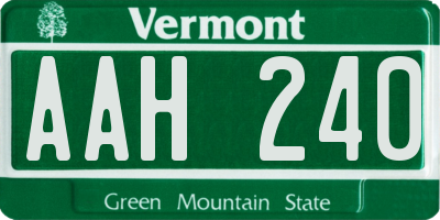 VT license plate AAH240